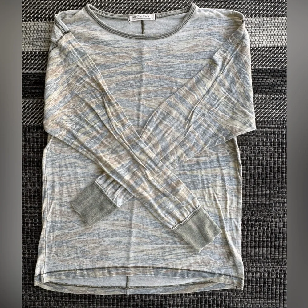 Free People/We The Free Arielle Long Sleeve Top-Camo Tiger Combo